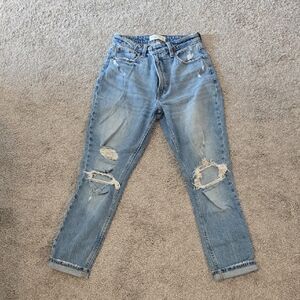 Abercrombie & Fitch Light Blue Distressed  Curve Love Skinny High Rise Jean